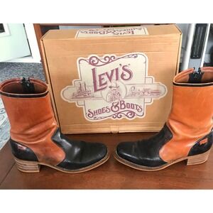 Levis Phoenix Vintage Mens 10.5 M Two Tone Leather Boots Black Tan 785133